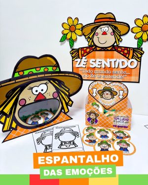 Espantalho das Emoções com tema Coração de Educador, símbolo de sentimentos e emoções.