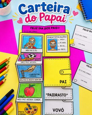Carteira do Papai com desenhos e palavras relacionadas ao Dia dos Pais.