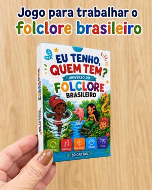 Jogo educativo sobre o folclore brasileiro com cartas ilustradas.
